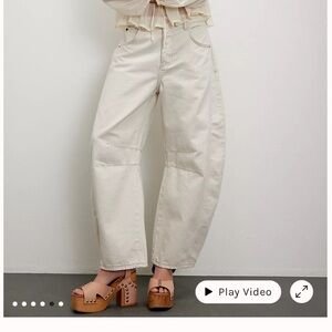 Stylish Cream Wide-Leg Jeans